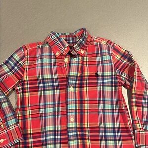 Ralph Lauren Coral Plaid Kids Button Down Shirt